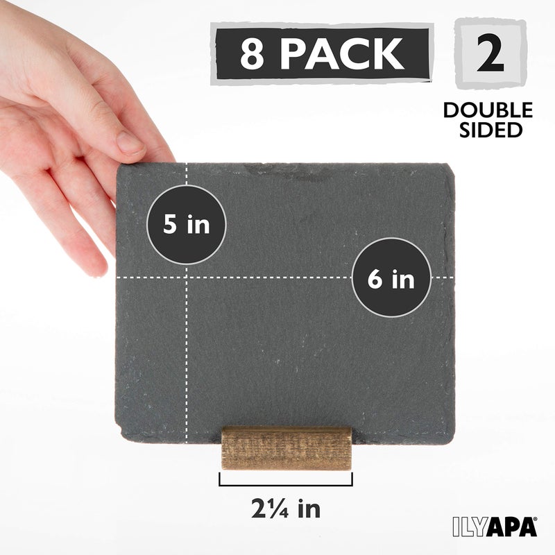 Ilyapa Mini Chalkboard Signs with Stand, 8 Pack - Rustic 5x6 Inch Small Slate Tabletop Chalk Boards with Wood Stands Set, Food Signs for Buffet Table - Image 2